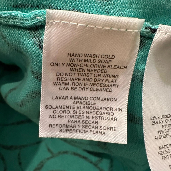 Jones New York Signature Silk Blend Cardigan Teal Rose Floral Button Up Size XL - Picture 9 of 10